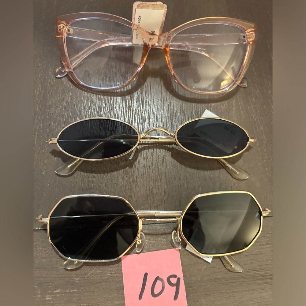 Lot of 3 prs of Stylish Fashion Eyewear/ sunglasses Set - Pink, Brown, Black New
